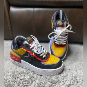 RARE Womens Nike Air Force 1 Low Shadow Sisterhood Black Sneakers Shoes Size 6.5